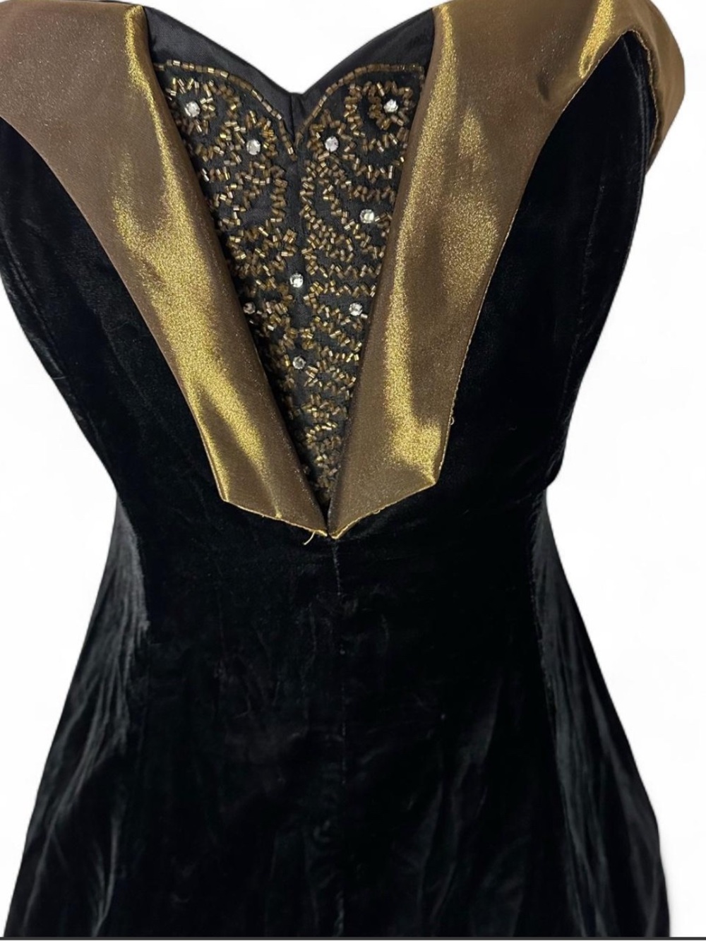 Vintage Night Way Black Velvet Evening Gown
